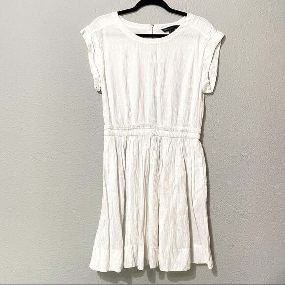 Marc Jacobs White Peasant Mini Short Sleeve Dress Womens 6 Boho Quiet Luxury - Picture 1 of 8